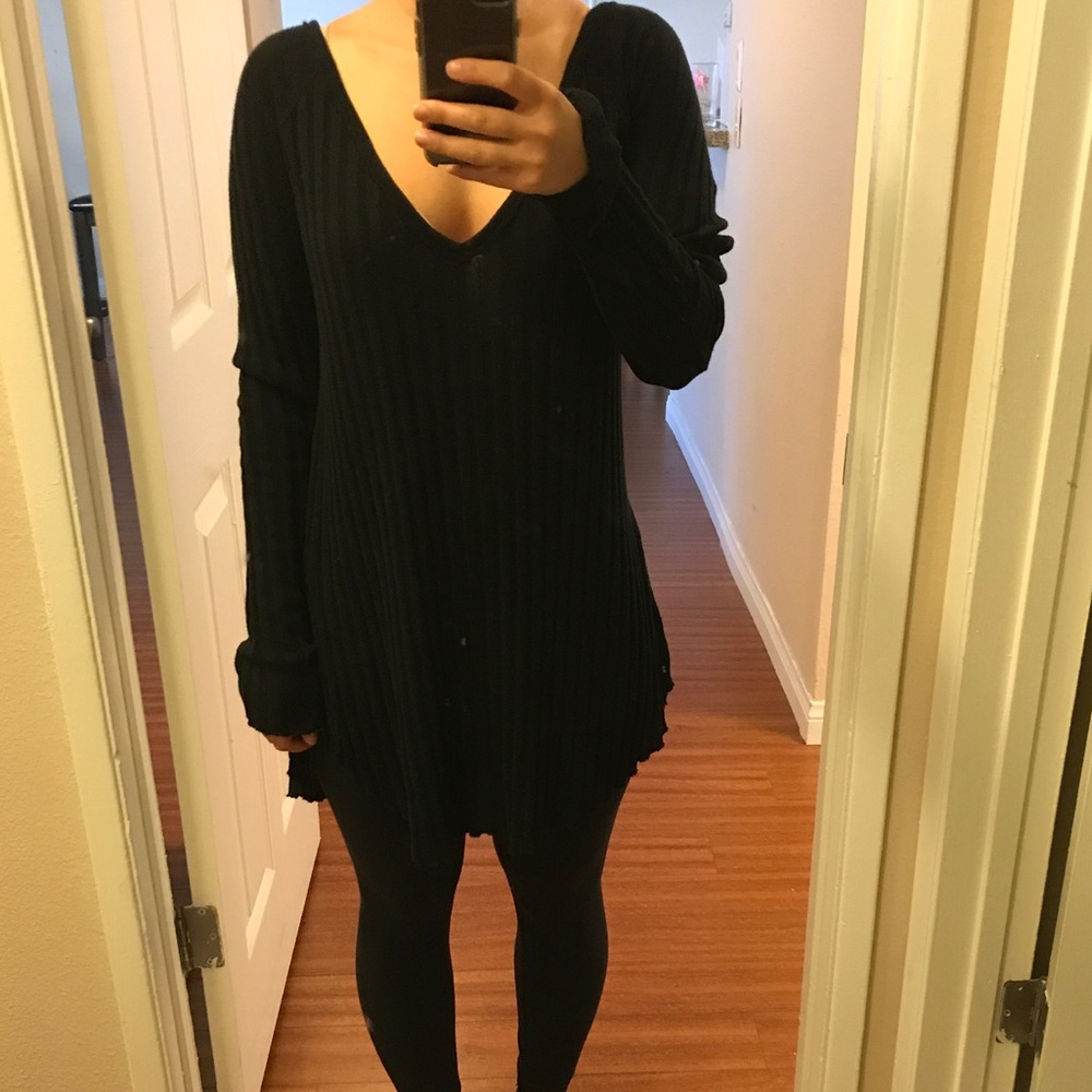 Free people long sleep ribbed blouse